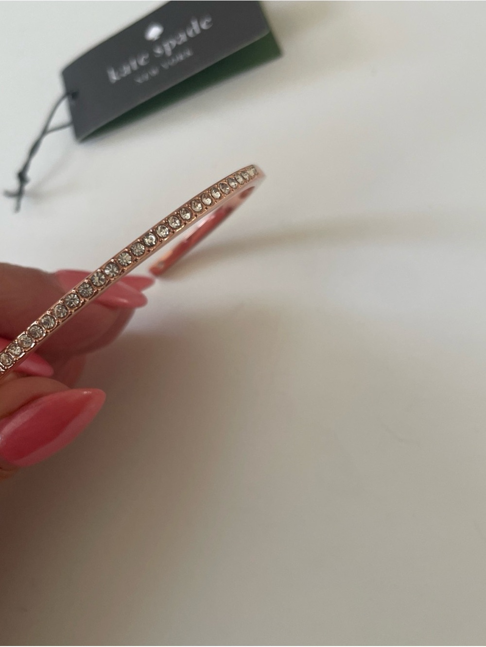 kate spade Rose Gold Crystal Line Open Cuff Bracelet - Picture 3 of 5